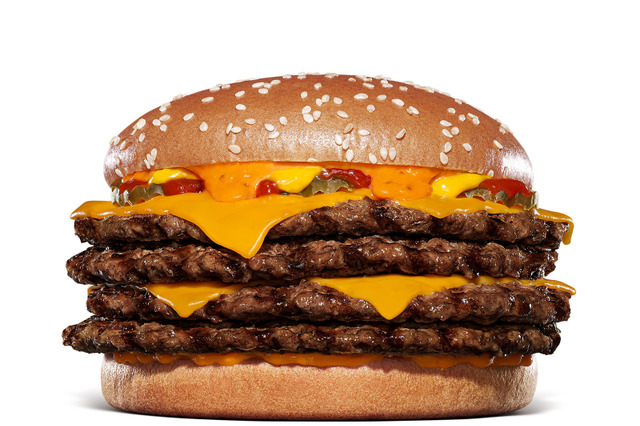 バーガーキング、ビーフパティ4枚の超大型バーガーが食べ放題！12日より「ワンパウンダーチャレンジ」開催 画像