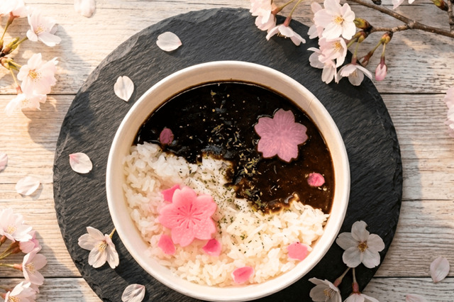 埼玉・西南さくら祭りに“桜漬け”を添えた「漆黒のカレーライス」が登場！ 画像