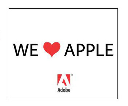 米アドビが各所に出した「WE LOVE APPLE」の広告。その真意は？