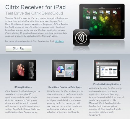 「Citrix Receiver for iPad」紹介ページ