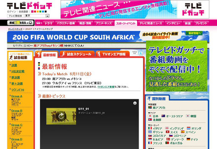 「2010 FIFA ワールドカップ 南アフリカ」（テレビドガッチ）