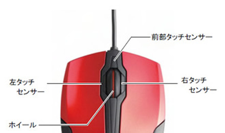 ホイールベースの周りに3つのタッチセンサーを搭載したイメージ