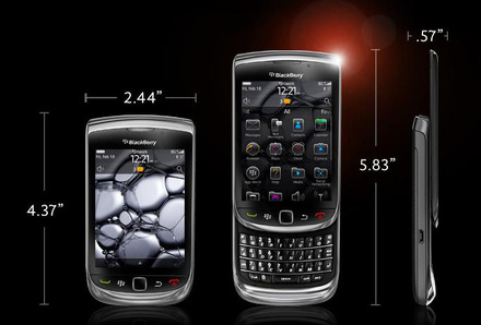 「BlackBerry Torch」のサイズ