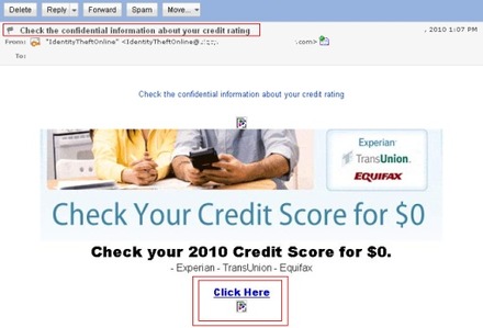 「クレジットスコアを無料診断」という偽メール