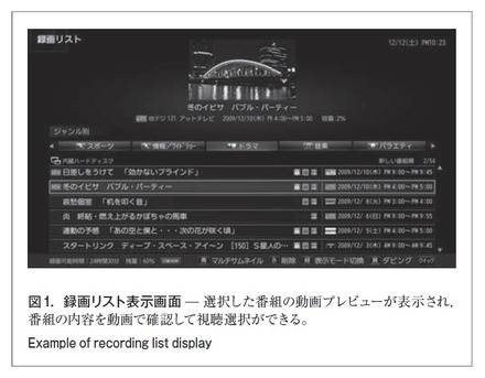 図1．録画リスト表示画面