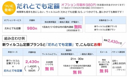 「だれとでも定額」による料金プラン