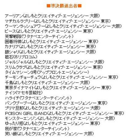 準決勝進出者24組。準決勝は12日、決勝は26日に開催される