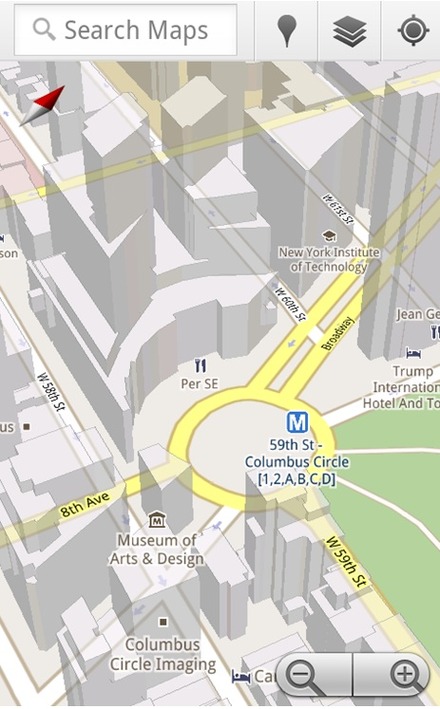 「Google Maps 5.0」の操作画面