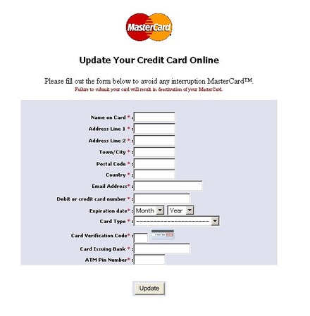 MasterCardを騙るフィッシングサイト（画像）