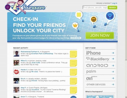 「foursquare」サイト（画像）