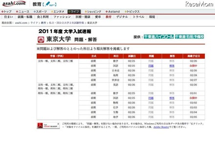 【大学受験】国公立2次試験、東京大学の解答速報が公開に 2011年度　大学入試速報　東京大学