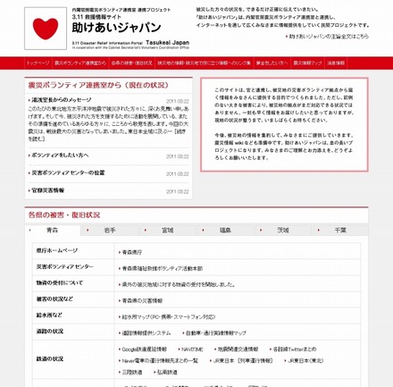 「助けあいジャパン」サイトトップページ（画像）