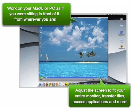 「GoToMyPC」画面（MacでWindowsマシンに遠隔アクセスした状態）