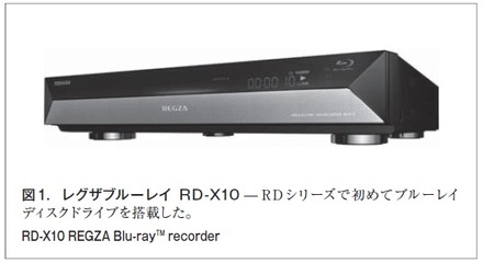 図1．レグザブルーレイ RD-X10 ̶ RDシリーズで初めてブルーレイディスクドライブを搭載した。