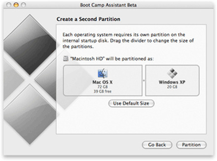 　アップルコンピュータは、IntelのCPUを搭載したMacでWindows XPを動作させる「Boot Camp」（ブートキャンプ）のパブリックβを公開した。次期OSのMac OS X 10.5にて、搭載される予定の機能の1つだ。