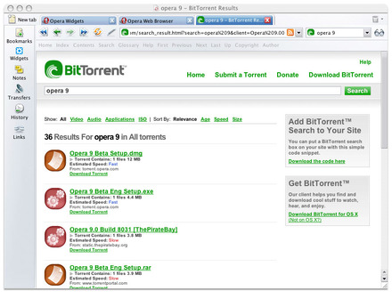 　Opera Softwareは、Webブラウザーの「Opera 9」の正式版をリリースした。「BitTorrent」やウィジェットを搭載したのが特徴。対応OSはWindows、Mac OS X、Linuxなど。また、日本語や英語のほか、合計25か国語が同時にリリースされた。