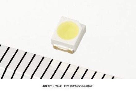　シャープは、光度2,000mcd（ミリカンデラ）を実現した白色のほか、新たに開発したパステルカラー3色（水色・レモンイエロー・パープル）を含む8色の高輝度チップLEDを9月1日に発売する。