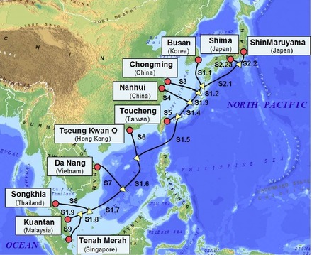 「APG」海底ケーブルプロジェクト敷設ルート