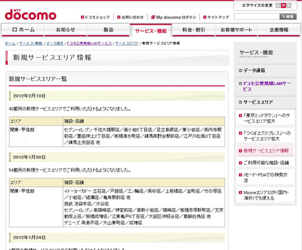 Mzone 新規サービスエリア情報