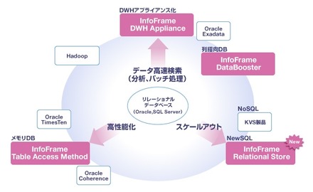 メモリDBや、データの高速参照のためのアプライアンス製品に加え大容量データ処理製品を順次強化