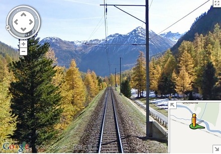 「ストリートビュー」から見た登山鉄道の風景