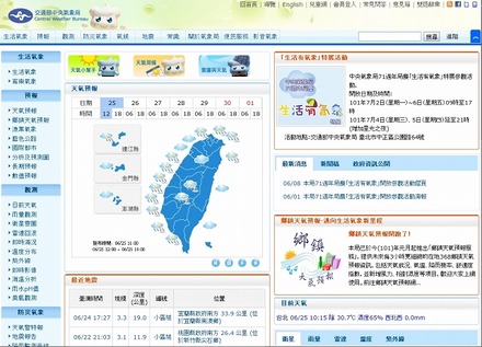 「台湾交通部中央気象局」サイト