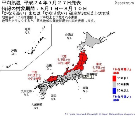 異常天候早期警戒情報、8月1日〜10日