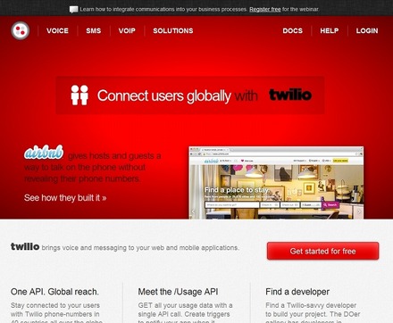 Twilio社 トップページ