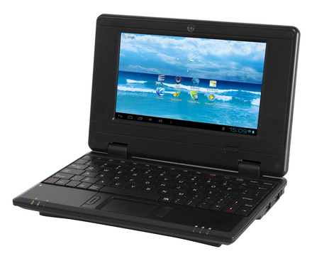 ノートPC型の7型Android端末「MK-AR2」。実売9,800円