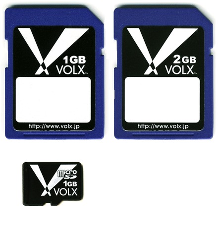 左上から時計回りにVX-SD141-SDOM-1GB/VX-SD141-SDOM-2GB/VX-MICSD141-MSOMB-1GB