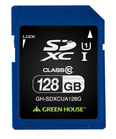 最大読み込み60MB/s、書き込み40MB/sの「UHS-I」対応のSDXCカード「GH-SDXCUA128G」