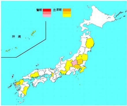 インフルエンザ流行レベルマップ