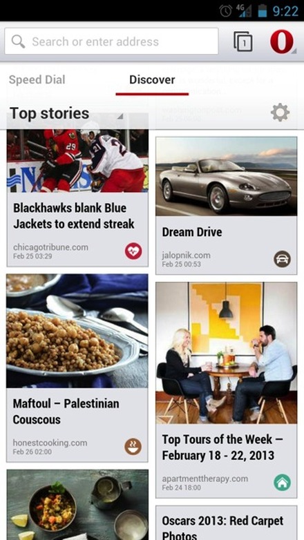Opera for Android、Discover