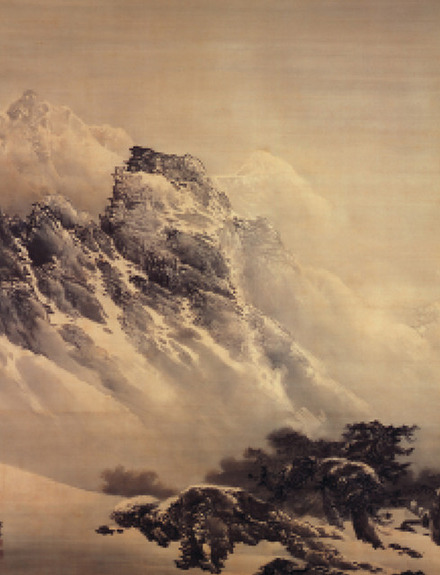 山元春挙 《ロッキーの雪》（ビロード友禅 《世界三景 雪月花》下絵） 1905年 高島屋史料館蔵