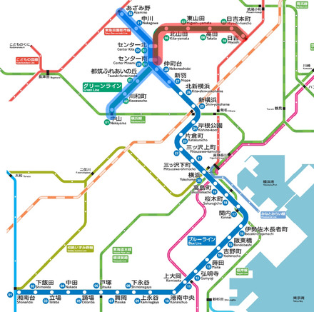 新たに利用可能となる路線（赤色表示）／現在すでに利用可能な路線（青色表示）