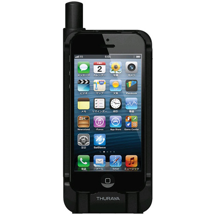 iPhone 5をはめ込んで衛星電話になるiPhone 5ケース型「202TH」。装着中は外部バッテリにも