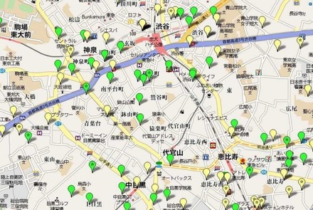 渋谷周辺のFONマップの例