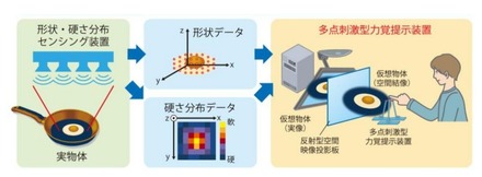 物体の硬さの触感覚伝達システムの模式図