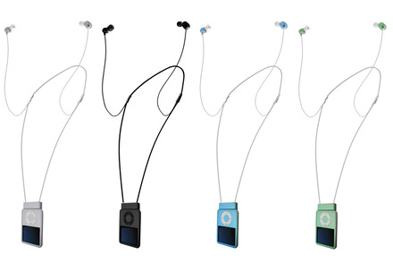 radStrap for iPod nano 3rd Generation（左からシルバー/ブラック/シアンブルー/グリーン、iPod nanoは別売）