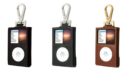 PRIE Ambassador for iPod classic（左からB/R、B/W、Sienna。iPodは別売）