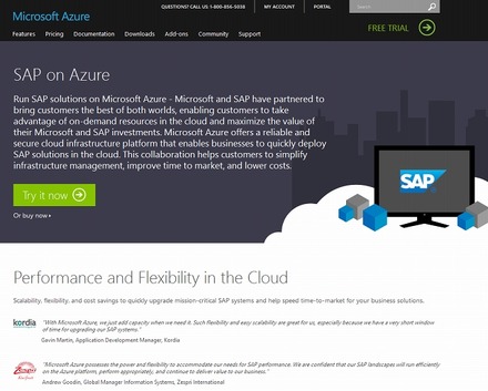 Azure上でのSAPアプリケーション正式サポートに関する詳細ページ
