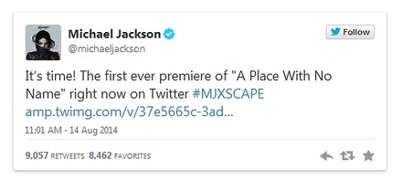 公式アカウント「＠MichaelJackson」によるツイート