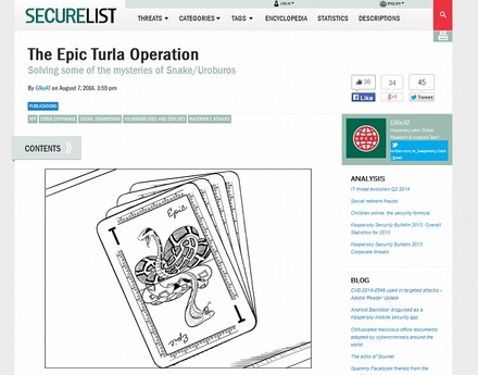 「Securelist」による「Epic Turla」解説ページ