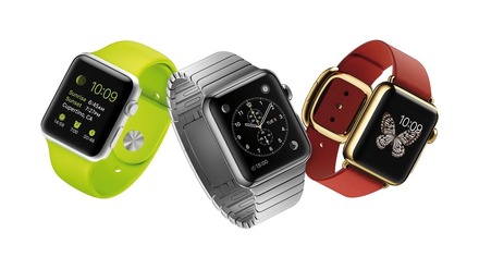 Apple Watch。左から「Apple Watch SPORT」、「Apple Watch」、「Apple Watch EDITION」。