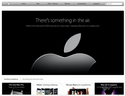 米アップルのホームページ