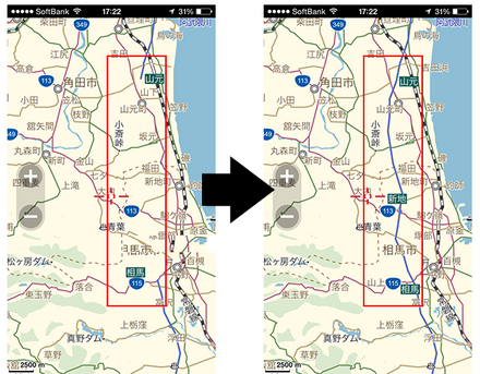 MapFan＋常磐道の開通