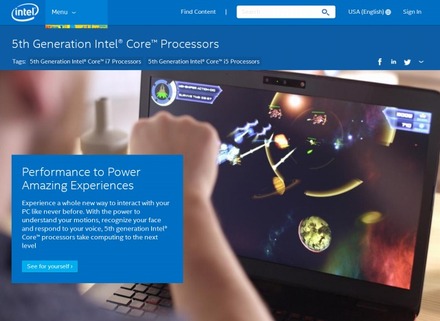 第5世代インテル Coreプロセッサー・ファミリーに関するページ