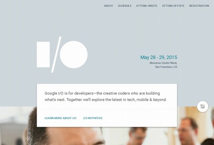 「Google I/O 2015」サイトトップページ