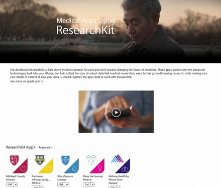 App Store「ResearchKit」ページ（米国サイト）