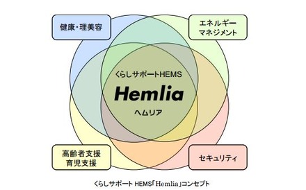 家庭内のエネルギー管理システムがHEMS。「Hemlia」はエネルギーマネジメントだけでなく高齢者支援やセキュリティにも関与するシステムとなる（画像は同社リリースより）。